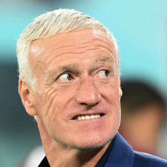 Didier Deschamps, sélectionneur et entraineur de l'équipe de France lors du match du groupe D opposant la France au Danemark lors de coupe de Monde au stade 974 à Doha au Qatar. La France a gagné 2-1. © Philippe Perusseau/Bestimage 