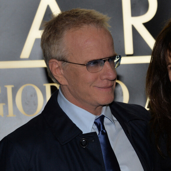 Sophie Marceau et son compagnon Christophe Lambert - Arrivee des people au defile Giorgio Armani Haute Couture Printemps/Ete 2014 au Palais de Tokyo a Paris, le 21 janvier 2014.