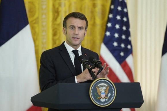 Conférence de presse commune du président Emmanuel Macron et du président des Etats-Unis à la Maison Blanche à Washington le 1er décembre 2022.