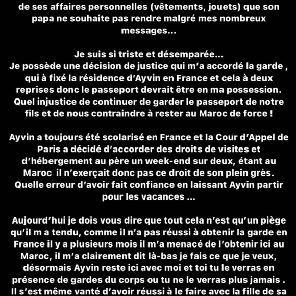 Ayem Nour explique la situation sur son compte Instagram.