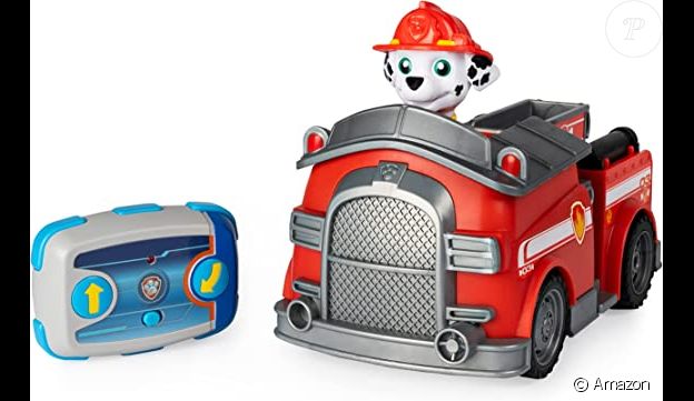Votre enfant va conduire Marcus vers de nouvelles aventures avec ce camion de pompier radiocommandé de Marcus La Pat'Patrouille