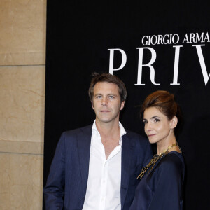 Le prince Emmanuel-Philibert de Savoie et la Princesse Clotilde de Savoie (Clotilde Courau) - Photocall du defile de mode Haute-Couture Automne-Hiver 2013/2014 "Armani" a Paris le 2 juillet 2013. 