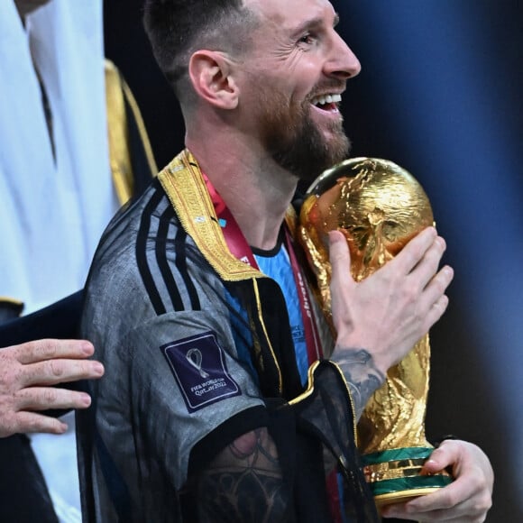 Lionel (Leo) Messi lors de la finale " Argentine - France " de la Coupe du Monde 2022 au Qatar (FIFA World Cup Qatar 2022) le 18 Decembre 2022. © Philippe Perusseau / Bestimage