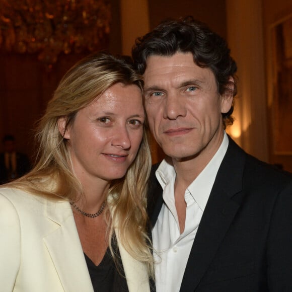 Exclusif - Marc Lavoine et son femme Sarah - Le Restaurant Apiciusna été privâtisé pour célébrer l'ouverture de la boutique de joaillerie "Messika". Paris.