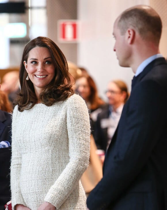 Kate Catherine Middleton (enceinte), duchesse de Cambridge et le prince William, duc de Cambridge - Visite de l'Institut Karolinska à Stockholm. Le 31 janvier 2018 