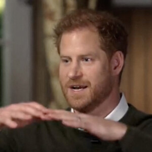 Captute d'écran du prince Harry lors d'un interview par l'animateur Anderson Cooper sur la chaîne américaine CBS pour l'émission "60 Minutes" avant la sortie de son autobiographie, aux Etats-Unis. © JLPPA/Bestimage 