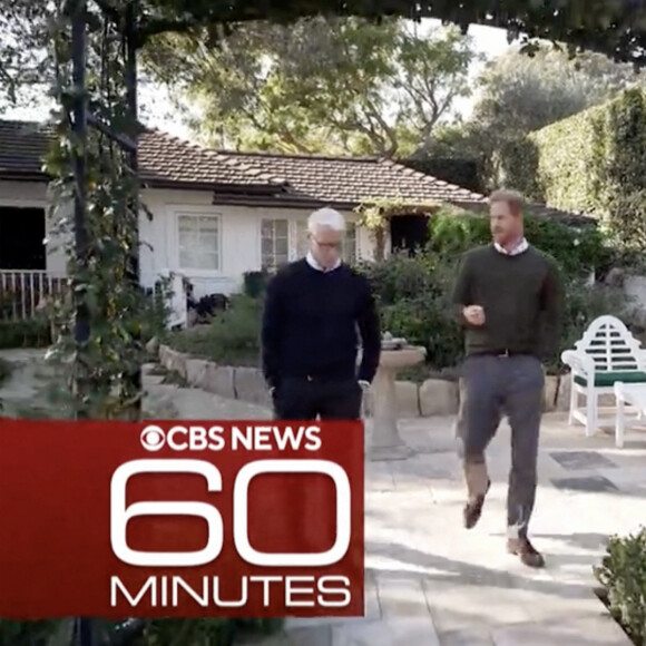 Captute d'écran du prince Harry lors d'un interview par l'animateur Anderson Cooper sur la chaîne américaine CBS pour l'émission "60 Minutes" avant la sortie de son autobiographie, aux Etats-Unis. © JLPPA/Bestimage 