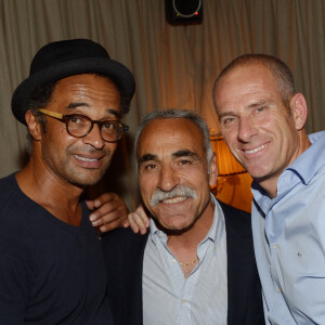 Yannick Noah nommé capitaine de l'équipe de France de coupe Davis - Yannick Noah, Mansour Bahrami, Guy Forget - 50 eme anniversaire d'Henri Leconte au restaurant "Tres Honore" a Paris le 30 mai 2013.