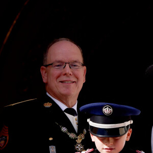 Le prince Albert II de Monaco, Le prince Jacques de Monaco, marquis des Baux lors de la Fête Nationale de la principauté de Monaco, le 19 novembre 2022. © Claudia Albuquerque/Bestimage 