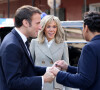 Le président français Emmanuel Macron et sa femme Brigitte arrivent à La Nouvelle-Orleans, accueillis par la maire de la ville LaToya Cantrel. Le 2 décembre 2022. © Dominique Jacovides / Bestimage
