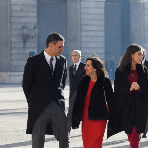 Le roi Felipe VI et la reine Letizia d'Espagne assistent à la célébration de l'Épiphanie (Pascua Militar) au Palais Royal de Madrid, Espagne, le 6 janvier 2023. 