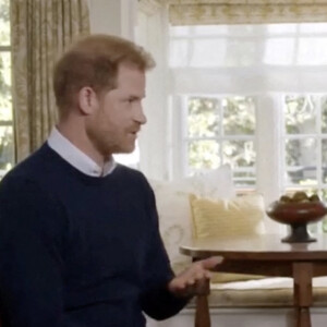 Bande-annonce de l'interview du prince Harry, duc de Sussex, avec Tom Bradby pour la chaîne britannique ITV, avant la sortie de l'autobiographie du prince "Spare" ("Le Suppléant"). Le 4 janvier 2023. 