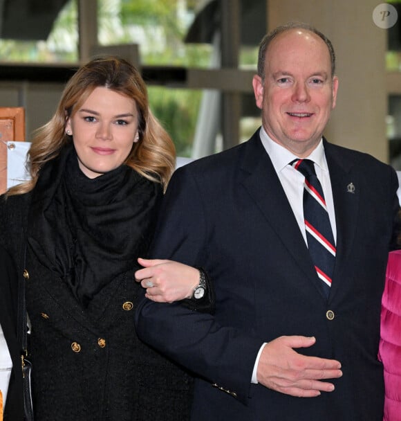 Exclusif - Le prince Albert II de Monaco, sa nièce, Camille Gottlieb, la marraine d'honneur du Téléthon monégasque, guidés par Muriel Agliardi, la présidente de l'association Monaco Maladies Génétiques, ont inauguré la 36ème édition du Téléthon au Grimaldi Forum à Monaco. Le 3 décembre 2022. © Bruno Bebert / Bestimage 