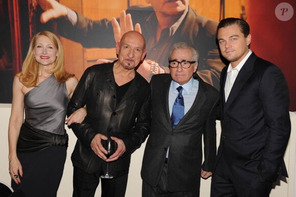Patricia Clarkson, Ben Kingsley, Martin Scorsese et Leonardo DiCaprio à l'occasion de la soirée donnée à l'Armani Ristorante après la projection de Shutter Island, à New York, le 17 février 2010.