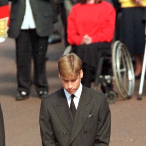 Le prince William, le price Philip, le prince Harry et Charles Spencer - Funérailles de Lady Diana en 1997