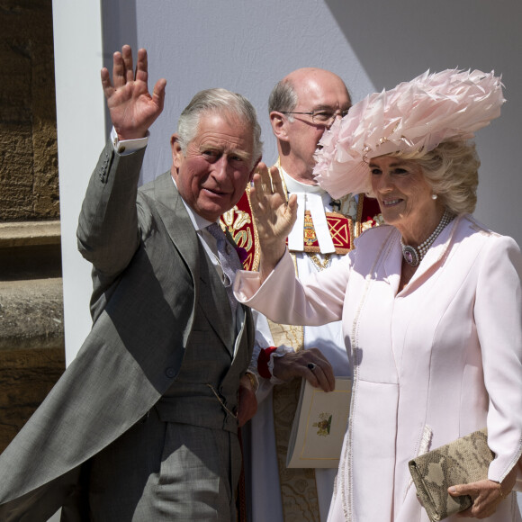 Le prince Charles, prince de Galles, et Camilla Parker Bowles, duchesse de Cornouailles - Les invités arrivent à la chapelle St. George pour le mariage du prince Harry et de Meghan Markle au château de Windsor, le 19 mai 2018. 