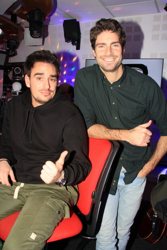 Exclusif - Tom Leeb et Kévin Levy font la promotion de leur spectacle Kévin & Tom lors de l'émission "Le Show de Luxe" sur la Radio Voltage à Paris, France, le 4 février 2019. © Philippe Baldini/Bestimage