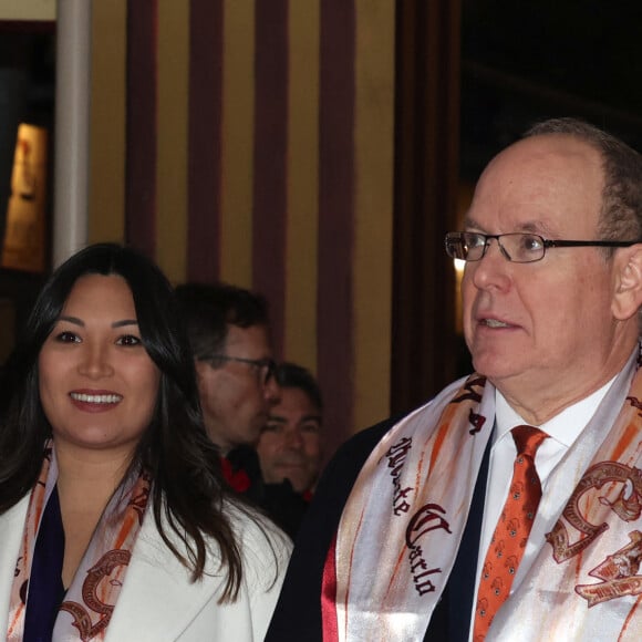 Marie Ducruet , le prince Albert II de Monaco - Arrivées lors du 45ème Festival International du Cirque de Monte Carlo sous le chapiteau Fontvieille à Monaco le 20 janvier 2023. © Claudia Albuquerque/Bestimage 