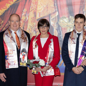 Camille Gottlieb, le prince Albert II de Monaco, la princesse Stéphanie de Monaco, Louis Ducruet et sa femme Marie - Arrivées lors du 45ème Festival International du Cirque de Monte Carlo sous le chapiteau Fontvieille à Monaco le 20 janvier 2023. © Olivier Huitel/Pool/Bestimage 