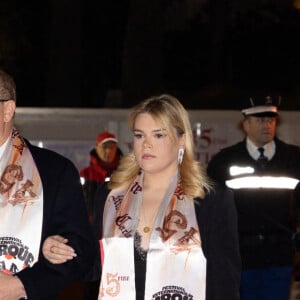 Louis Ducruet et sa femme Marie, la princesse Stéphanie de Monaco, le prince Albert II de Monaco, Camille Gottlieb - Arrivées lors du 45ème Festival International du Cirque de Monte Carlo sous le chapiteau Fontvieille à Monaco le 20 janvier 2023. © Olivier Huitel/Pool/Bestimage 