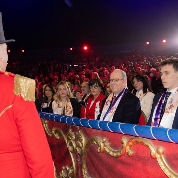 Camille Gottlieb, la princesse Stéphanie de Monaco, le prince Albert II de Monaco, Louis Ducruet et sa femme Marie - 45ème Festival International du Cirque de Monte Carlo sous le chapiteau Fontvieille à Monaco le 20 janvier 2023. © Olivier Huitel/Pool/Bestimage 