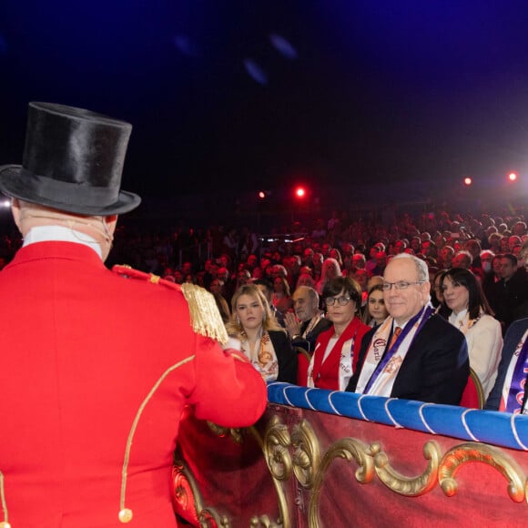 Camille Gottlieb, la princesse Stéphanie de Monaco, le prince Albert II de Monaco, Louis Ducruet et sa femme Marie - 45ème Festival International du Cirque de Monte Carlo sous le chapiteau Fontvieille à Monaco le 20 janvier 2023. © Olivier Huitel/Pool/Bestimage 