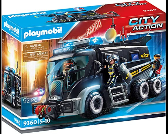 Une intervention spéciale attend votre enfant avec ce coffret Playmobil City Action camion policiers d'élite avec sirène et girophare
