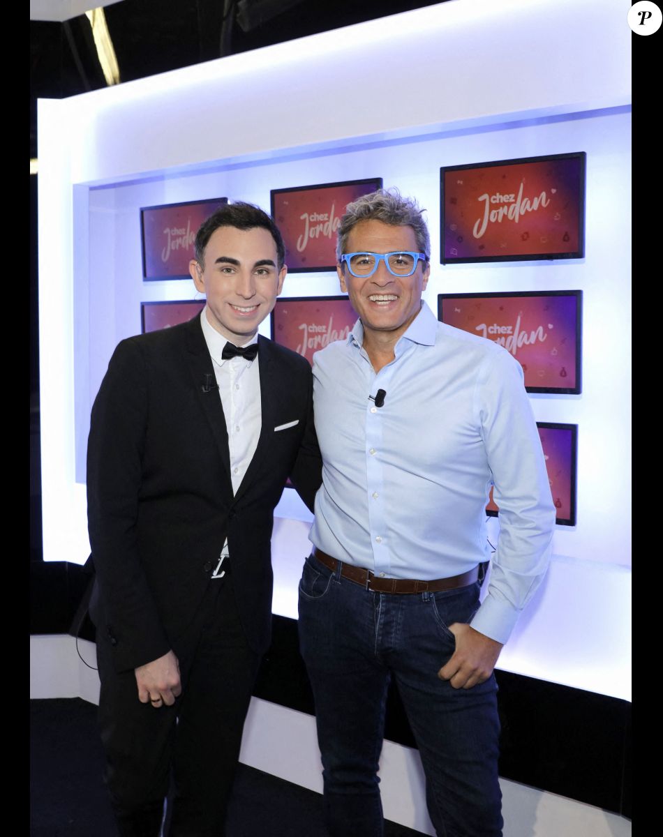 Exclusif - Jordan de Luxe et Julien Cohen lors de l'enregistrement de l'émission "Chez Jordan" à Paris. Le 17 octobre 2022 © Cédric Perrin / Bestimage