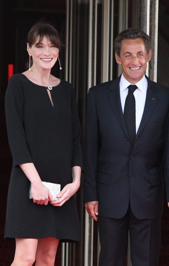 Nicolas Sarkozy et Carla Bruni-Sarkozy (enceinte) lors du sommet du G8 en 2011
