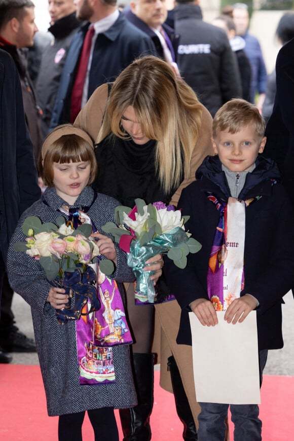 Le prince Jacques de Monaco et la princesse Gabriella de Monaco et Camille Gottlieb - 3ème jour du 45ème Festival International du Cirque de Monte Carlo sous le chapiteau Fontvieille à Monaco le 22 janvier 2023. © Olivier Huitel/pool/Bestimage 