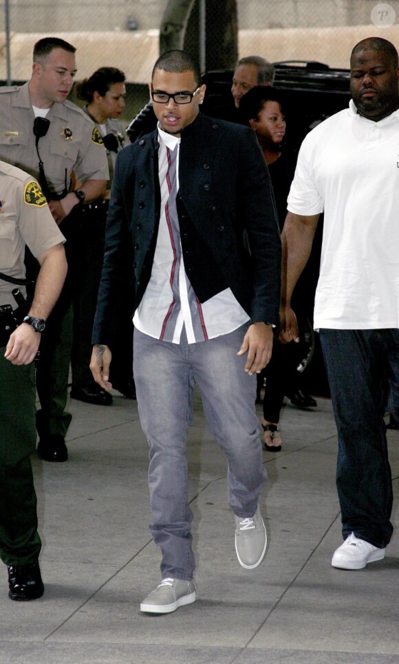 Chris Brown à son arrivée à la Cour de Los Angeles