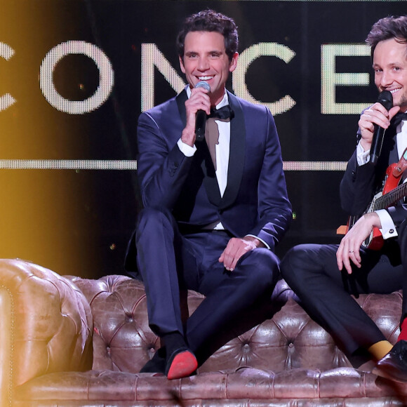 Exclusif - Mika et Vianney - Enregistrement de l'émission "Le gala des Pièces Jaunes, le concert événement" au Zenith de Paris, diffusée le 28 janvier sur France 2. Le 25 janvier 2023 © Dominique Jacovides / Bestimage 