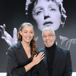 Exclusif - Chimene Badi et son père Mohamed Badi - Enregistrement de l'émission Vivement dimanche en Hommage à Edith Piaf au studio Gabriel, presentée par Michel Drucker