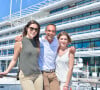 Mike Horn et ses filles Annika et Jessica - Présentation de sa nouvelle expédition : "Pole2Pole", à bord de son voilier Pangaea, amarré au Yacht Club de Monaco le 6 mai 2016.