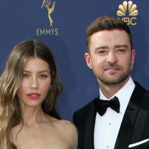 Jessica Biel et son mari Justin Timberlake au 70ème Primetime Emmy Awards au théâtre Microsoft à Los Angeles, le 17 septembre 2018