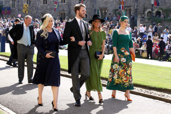 Eliza Spencer, Louis Spencer, Victoria Aitken et Kitty Spencer - Les invités arrivent à la chapelle St. George pour le mariage du prince Harry et de Meghan Markle au château de Windsor, Royaume Uni, le 19 mai 2018.
