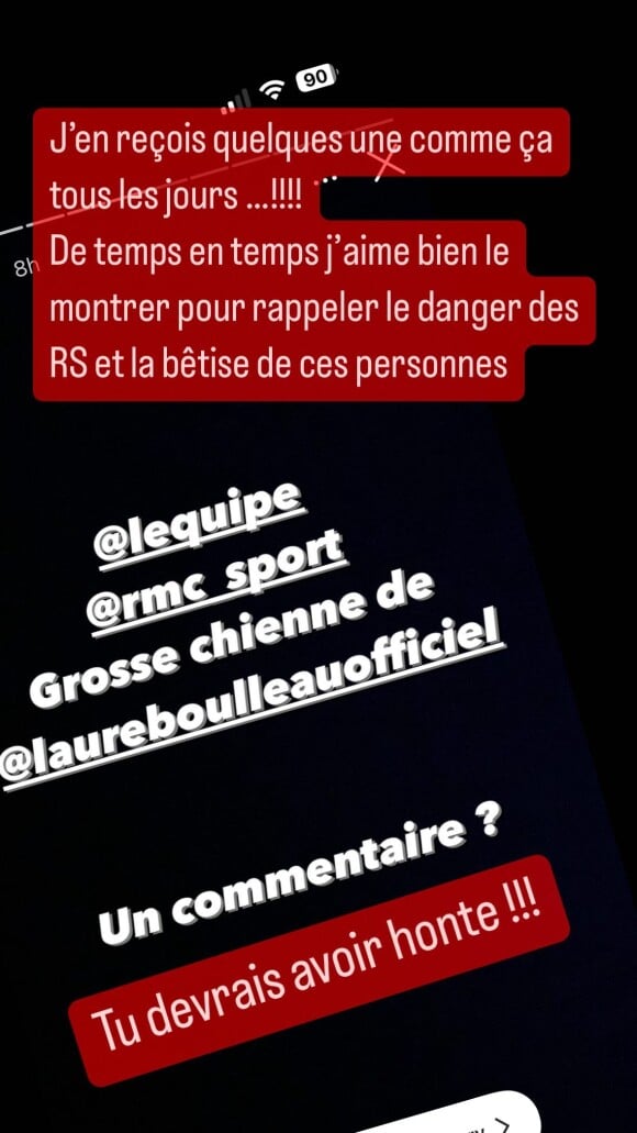 Laure Boulleau dévoile un message de haine reçu sur Instagram.