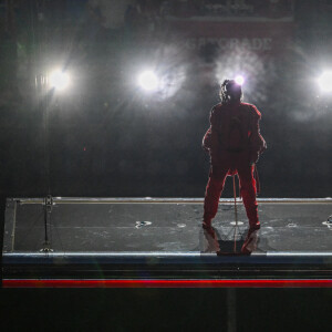 Rihanna sur scène lors du "Halftime Show" du Super Bowl le 12 février 2023 au State Farm Stadium de Glendale (Arizona)