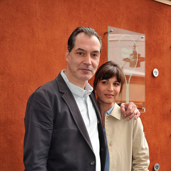 Samuel Labarthe et son ancienne femme Helene Medigue - Jour 4 - People aux Internationaux de France de tennis a Roland Garros - Paris le 29/05/2013