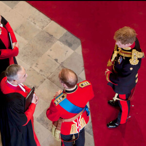 Le prince William et le prince Harry pour le mariage du prince William et de Kate Middleton le 29 avril 2011 à Londres.