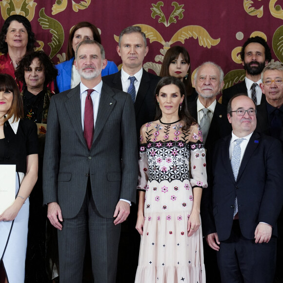 Le roi Felipe VI et la reine Letizia d'Espagne lors de la cérémonie des "2021 National Culture Awards" à Saragosse. Le 20 février 2023 