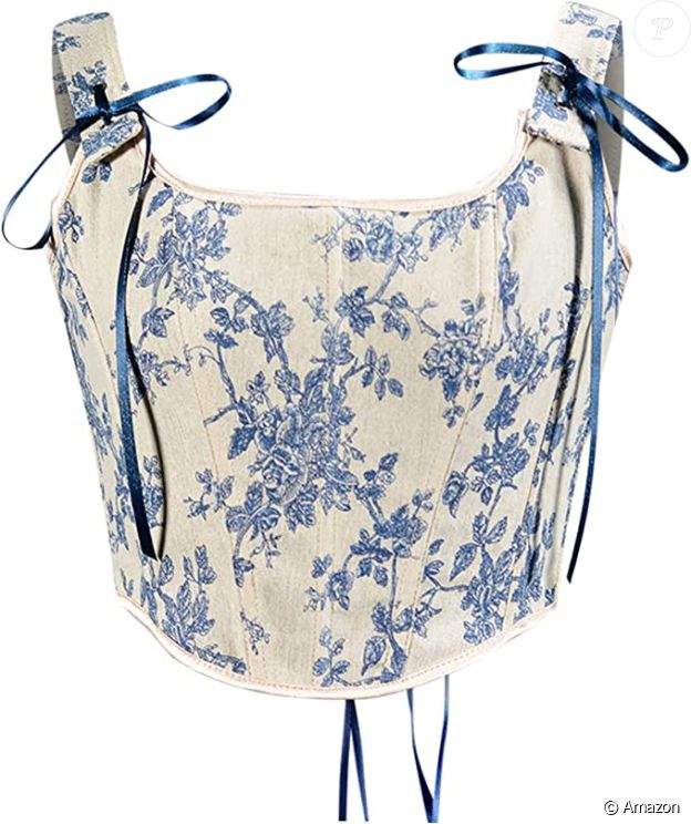 Adoptez une allure romantique avec ce top corset romantique à fleurs Dasongff
