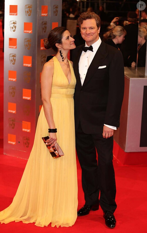 Colin Firth et sa femme Livia Giuggioli lors de la cérémonie des Bafta, à Londres, le 21 février 2010 !