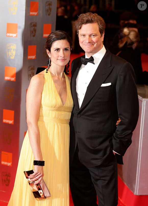 Colin Firth et sa femme Livia Giuggioli lors de la cérémonie des Bafta, à Londres, le 21 février 2010 !
