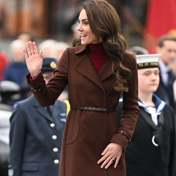 Le prince William, prince de Galles, et Catherine (Kate) Middleton, princesse de Galles, arrivent pour visiter le National Maritime Museum Cornwall à Falmouth, Royaume Uni, le 9 février 2023. 