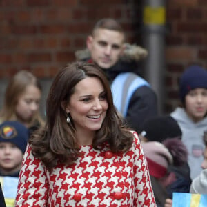 Le prince William, duc de Cambridge, Catherine Kate Middleton (enceinte), duchesse de Cambridge lors de la visite de l'école Matteusskolan à Stockholm le 31 janvier 2018. 