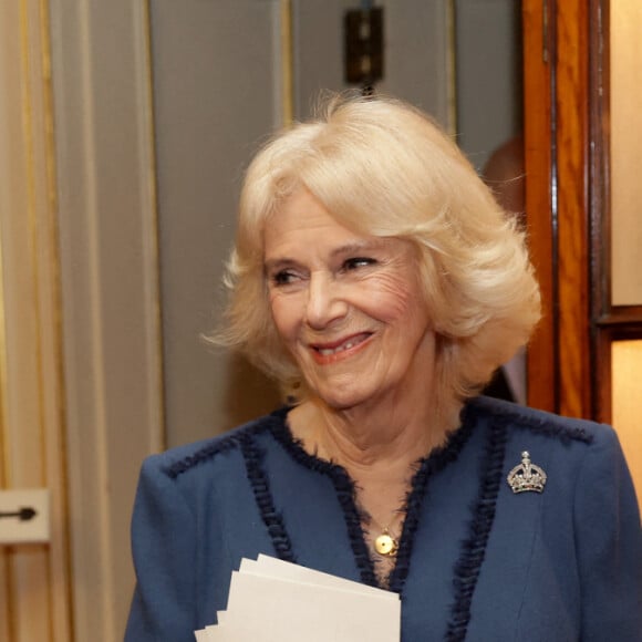 Le roi Charles III d'Angleterre et Camilla Parker Bowles, reine consort d'Angleterre, organisent une réception pour célébrer le deuxième anniversaire de "The Reading Room"à Clarence House à Londres, le 23 février 2023.