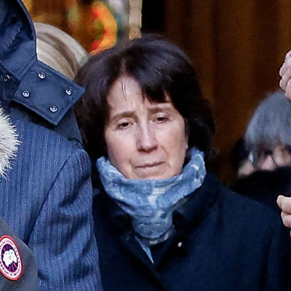 Dominique Bonnet (première femme de Jean-Pierre Pernaut) - La famille de Jean-Pierre Pernaut à la sortie des obsèques en la Basilique Sainte-Clotilde à Paris le 9 mars 2022. © Cyril Moreau/Bestimage