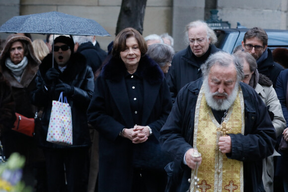 Macha Méril - Obsèques de Michel Legrand - Arrivées au cimetière du Père Lachaise à Paris le 1er février 2019.