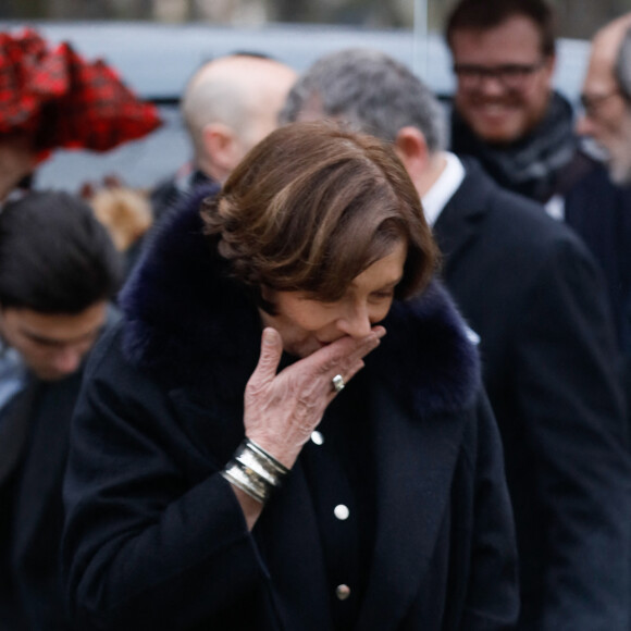 Il est décédé en 2019, cinq ans après leur mariage tardif en 2014.
Macha Méril - Obsèques de Michel Legrand - Arrivées au cimetière du Père Lachaise à Paris le 1er février 2019